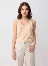 Pull col v sans manche beige GUESS femme
