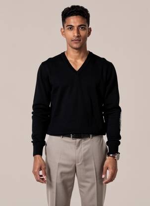 Pull col v manches longues noir ELLEMME homme