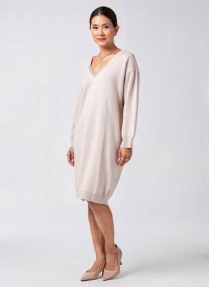 Robe pull resserrée sur le bas manches longues rose FABIANA FILIPPI femme