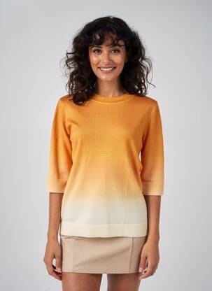 Pull coupe cintrée manches 3/4 jaune HUGO BOSS femme