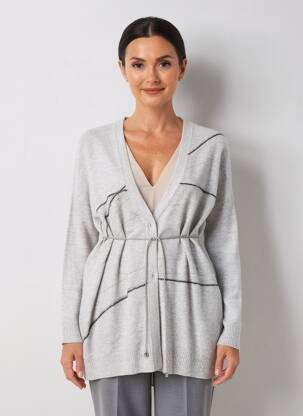 Gilet manches longues stretch gris FABIANA FILIPPI femme