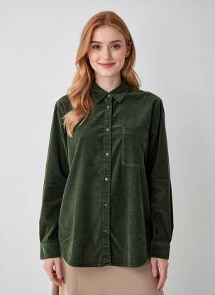 Chemisier coupe droite manches longues vert ASPESI femme