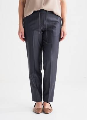 Pantalon droit tissage crêpe taille haute bleu FABIANA FILIPPI femme