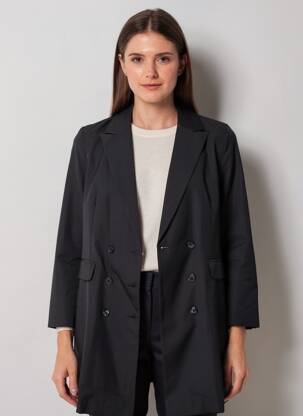 Manteau long coupe cintrée sans capuche noir B.YOUNG femme