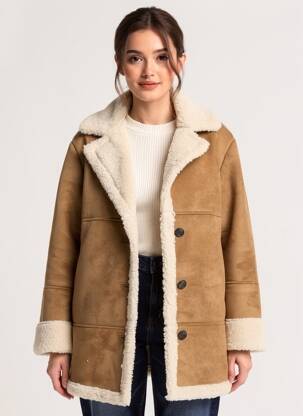 Manteau court poches sans capuche marron ICHI femme