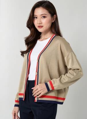 Gilet manches longues fermeture boutonnée sur le devant beige B.YOUNG femme