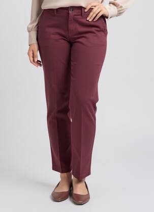 Pantalon chino fermeture zippée sous rabat boutonné taille normale rouge TRUSSARDI JEANS femme