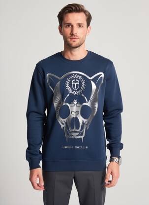 Pull col rond manches longues bleu FRANKIE MORELLO homme