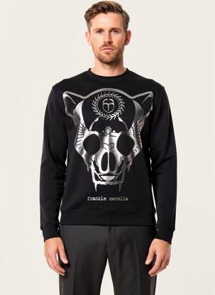 Pull col rond manches longues noir FRANKIE MORELLO homme