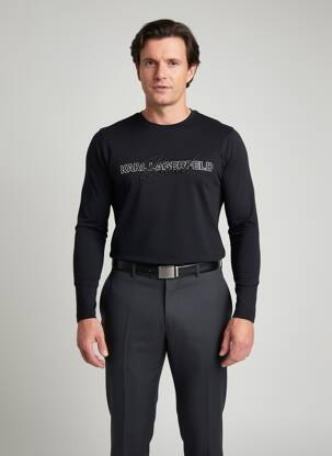T-shirt coupe cintrée manches longues noir KARL LAGERFELD homme