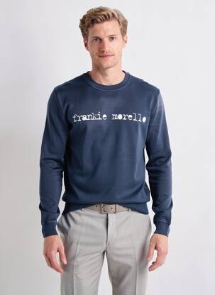 Pull col rond manches longues bleu FRANKIE MORELLO homme