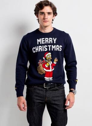 Pull tissage jacquard manches longues bleu MC2 SAINT BARTH homme