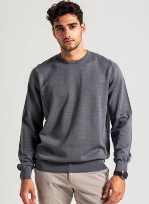 Pull stretch manches longues gris FERRANTE homme