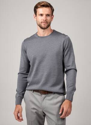 Pull stretch manches longues gris GRAN SASSO homme