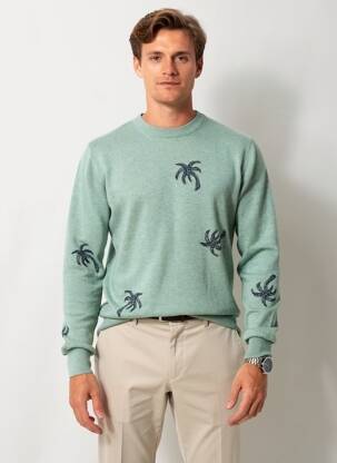 Pull col rond manches longues vert PAUL SMITH homme