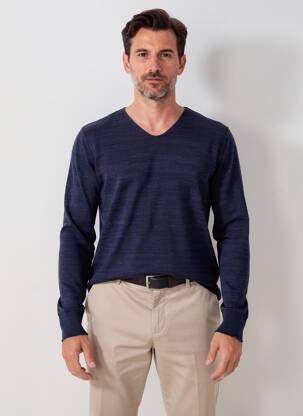Pull col v manches longues bleu KARL LAGERFELD homme