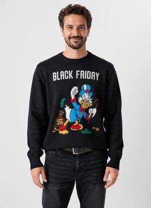 Pull tissage jacquard manches longues noir MC2 SAINT BARTH homme