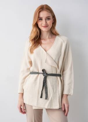 Gilet manches longues coupe cintrée beige SEE U SOON femme