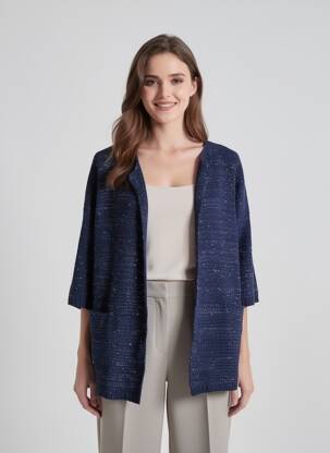 Gilet manches longues manches 3/4 bleu SEE U SOON femme