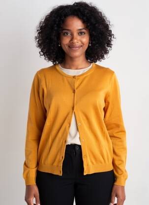 Gilet manches longues col rond orange NICE THINGS femme