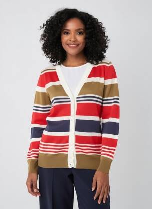 Gilet manches longues coupe cintrée rouge MY COLLECTION femme