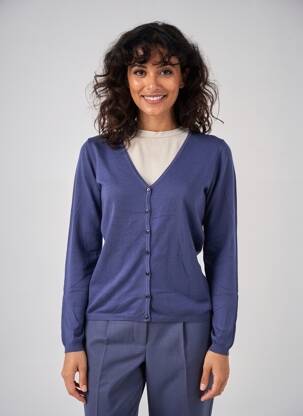 Gilet manches longues stretch bleu TRICOTONIC femme