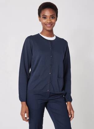 Gilet manches longues col rond bleu NICE THINGS femme
