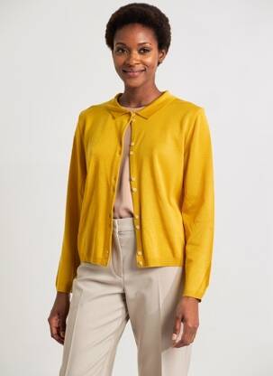Gilet manches longues fermeture boutonnée sur le devant jaune RUE MAZARINE femme
