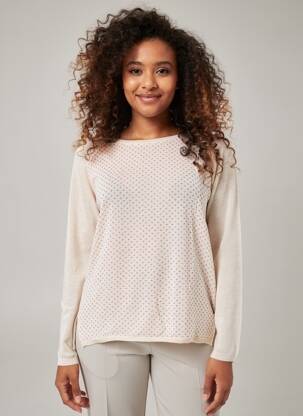Top imprimé fantaisie manches longues beige LA PETITE ETOILE femme