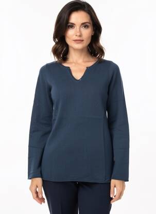 Pull coupe cintrée manches longues bleu BEST MOUNTAIN femme