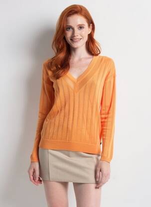 Pull coupe cintrée manches longues orange FREEMAN T.PORTER femme