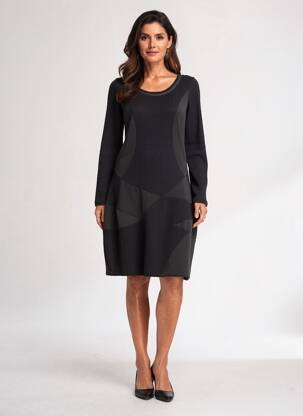 Robe mi-longue manches longues manches longues gris ARELINE femme