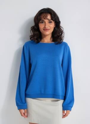 Pull coupe cintrée manches longues bleu PAUL BRIAL femme