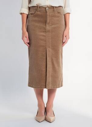 Jupe mi-longue stretch marron GARCIA femme