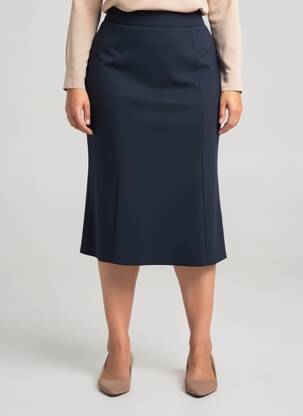 Jupe mi-longue taille à pinces bleu ANNE KELLY femme