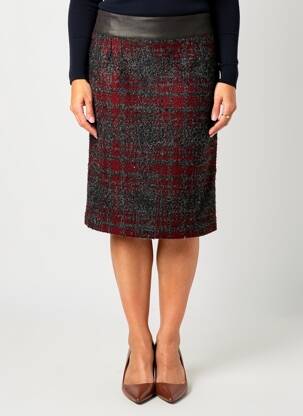Jupe mi-longue coupe droite rouge GEVANA femme