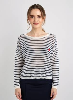 Pull col bateau manches longues bleu MOLLY BRACKEN femme