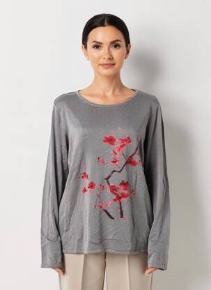 Pull tissage chiné manches longues gris AKELA KEY femme