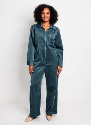 Combi-pantalon col chemisier manches longues bleu RUE MAZARINE femme