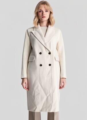 Manteau long coupe droite sans capuche beige SEE U SOON femme