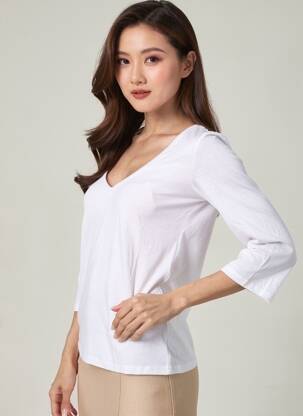 T-shirt manches 3/4 manches 3/4 blanc SCHOOL RAG femme
