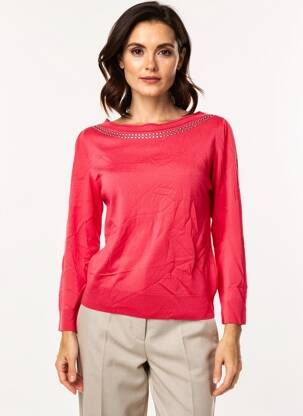 Pull coupe droite manches longues rose RINASCIMENTO femme