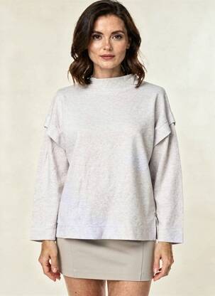 Pull coupe droite manches longues gris YERSE femme