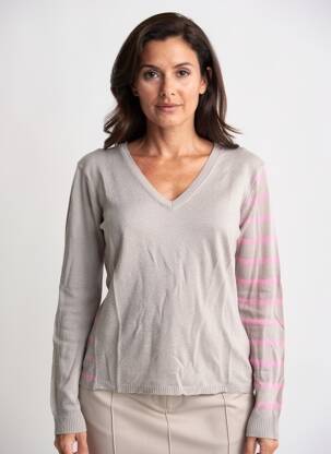Pull coupe cintrée manches longues gris YERSE femme