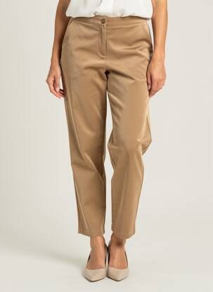 Pantalon chino fermeture zippée sous rabat boutonné taille haute marron VERO MODA femme