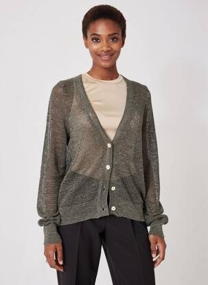 Gilet manches longues coupe cintrée gris MOMONI femme