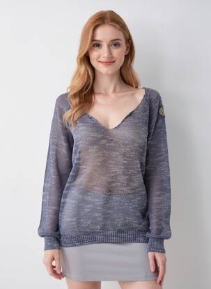 Pull coupe droite manches longues bleu AERONAUTICA femme