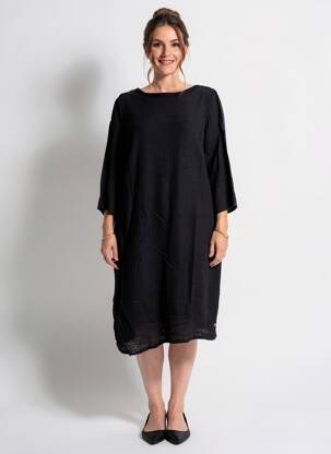 Robe mi-longue manches 3/4 manches 3/4 noir CECIL femme