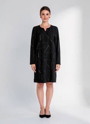 Robe mi-longue manches longues manches longues noir CECIL femme