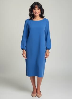 Robe mi-longue manches longues manches longues bleu STREET ONE femme